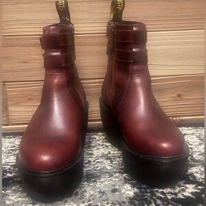👩🏼‍🎤 HTF 🤩 Dr. Martens Caitlin Boot Burgundy Maroon 38 uk 5 us 7 Platform Rocker